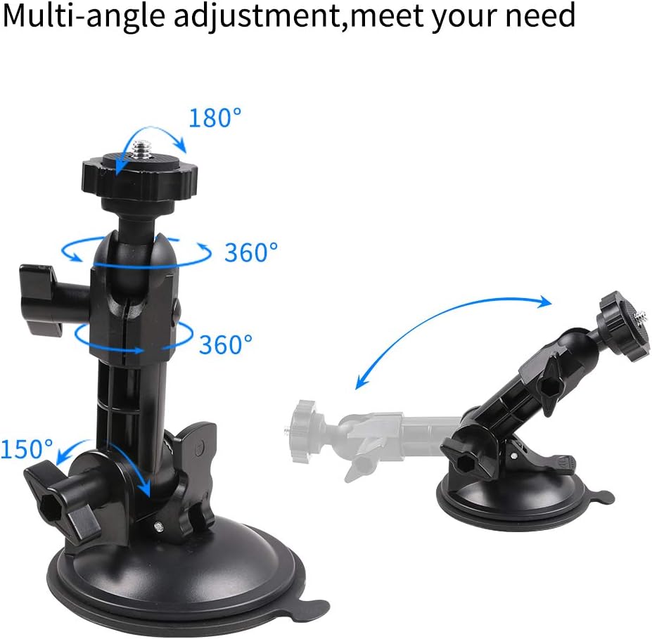 SUREWO Suction Cup Mount,Dash Cam Suction Mount Compatible with GoPro Hero 13/12/11/10/9/8/7 Black,DJI Osmo Action 5 Pro/4/3,AKASO and Most Action Cameras - Image 3