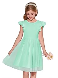 Haloumoning Girls Tutu Dress Ruffle Short Sleeve