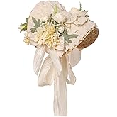 Girls Women Victorian Tea Party Sun Hat Bows Flowers Straw Hats (R)
