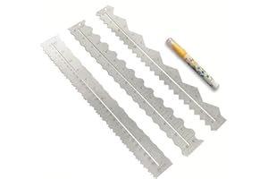UPTTHOW 3PCS Stainless Steel Metal Paper Tearing Ruler Craft Ruler for Cutting Paper to Wavy Line Jagged and Irregular Edges 