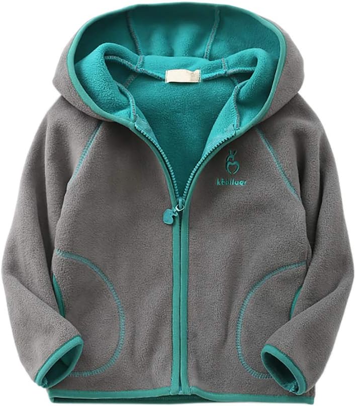 Feidoog Kids Polar Fleece Jacket Hooded Long Sleeve Coat Zip up Outerwear