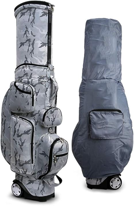 Amazon Co Jp レディースキャディバッグ ゴルフキャリーバッグ付レインカバー軽量防水リトラクタブルゴルフスタンドバッグ付ホイールトロリー ゴルフコースカートバッグ 練習用 Color Gray Size 42x30x125cm ホーム キッチン