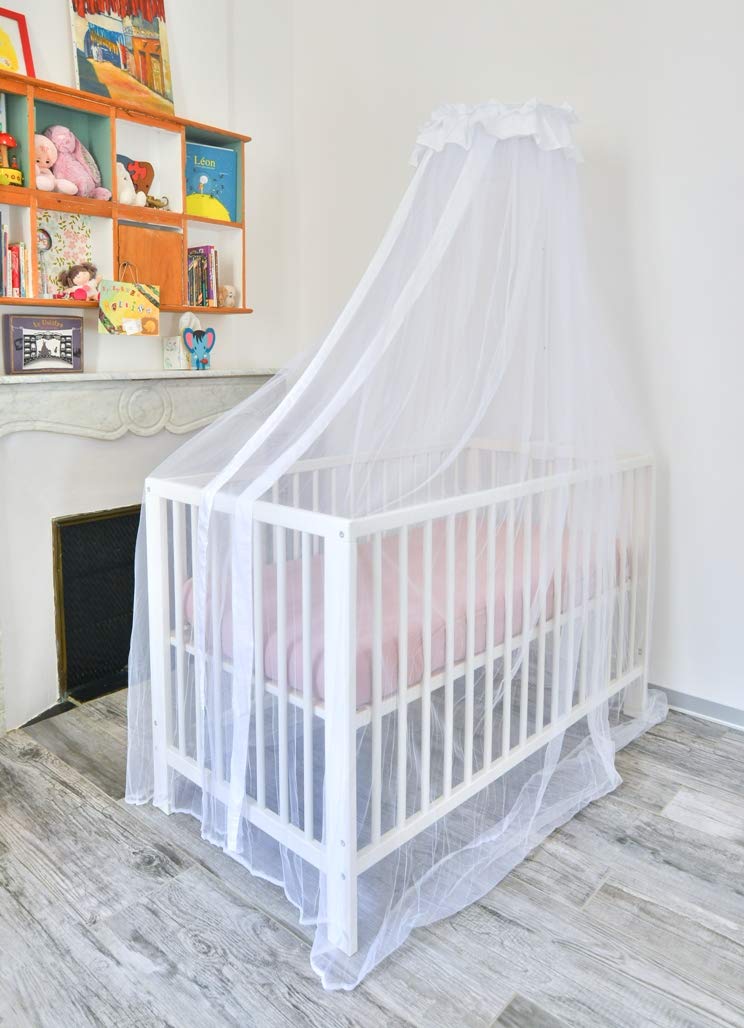 Tranquilisafe Baby children Cot Bed Canopy -Mosquito Net White- with Holder included