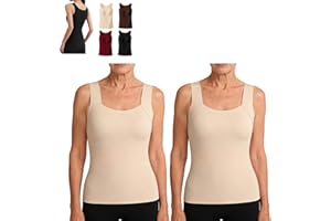 Built in Comfort Bra Tanktop Built-In Comfort Bra Tank Top Women's U-Neck Shapewear Seamless Cami Shaper Braless Tops Seniors