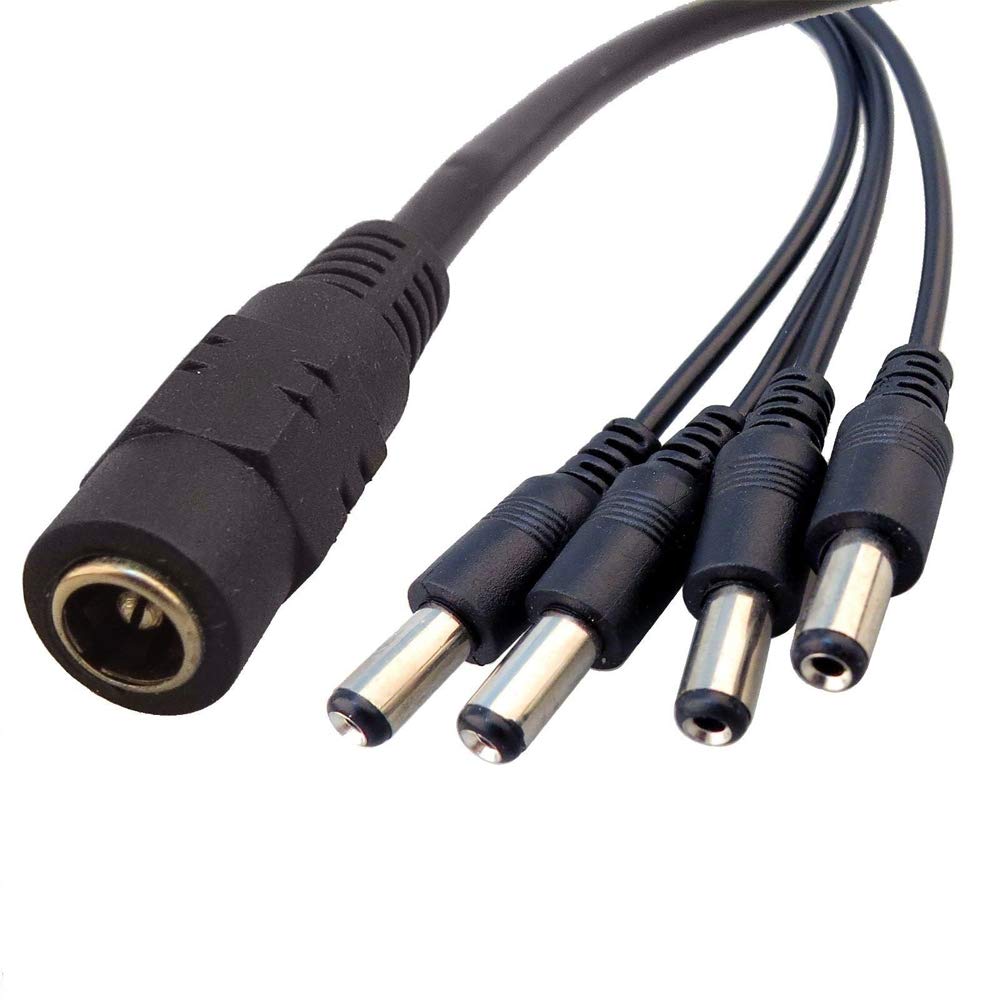 Viewi Satellites 1 to 4 DC Power Splitter Cable 5.5 x 2.1mm DC Power Plug to Socket CCTV Extension Lead