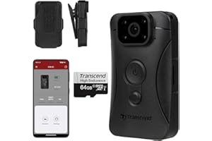 Transcend 64GB, DrivePro Body 10, Body Camera, Night Vision, Infrared LED, Water Resistant, 7-Hour Battery Life, with Audio and Video Recording, Ideal for Personal Civilians & Security - TS64GDPB10C
