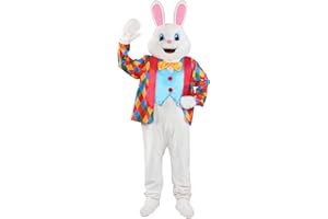 Boveco Easter Bunny Costume Adult Unisex Onesie Suit with Headpiece Rabbit Jumpsuit Halloween Mascot Costume Fancy Dress