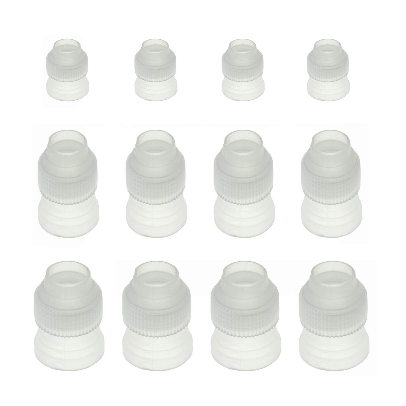 Couplers Adaptor Cake Decorating,12 Pcs White Tip Coupler Standard Couplers Adaptor Plastic Large Medium Small Coupler Pipe Cake Decorating Coupler Tip Coupler for Icing Nozzles Icing Coupler Tool