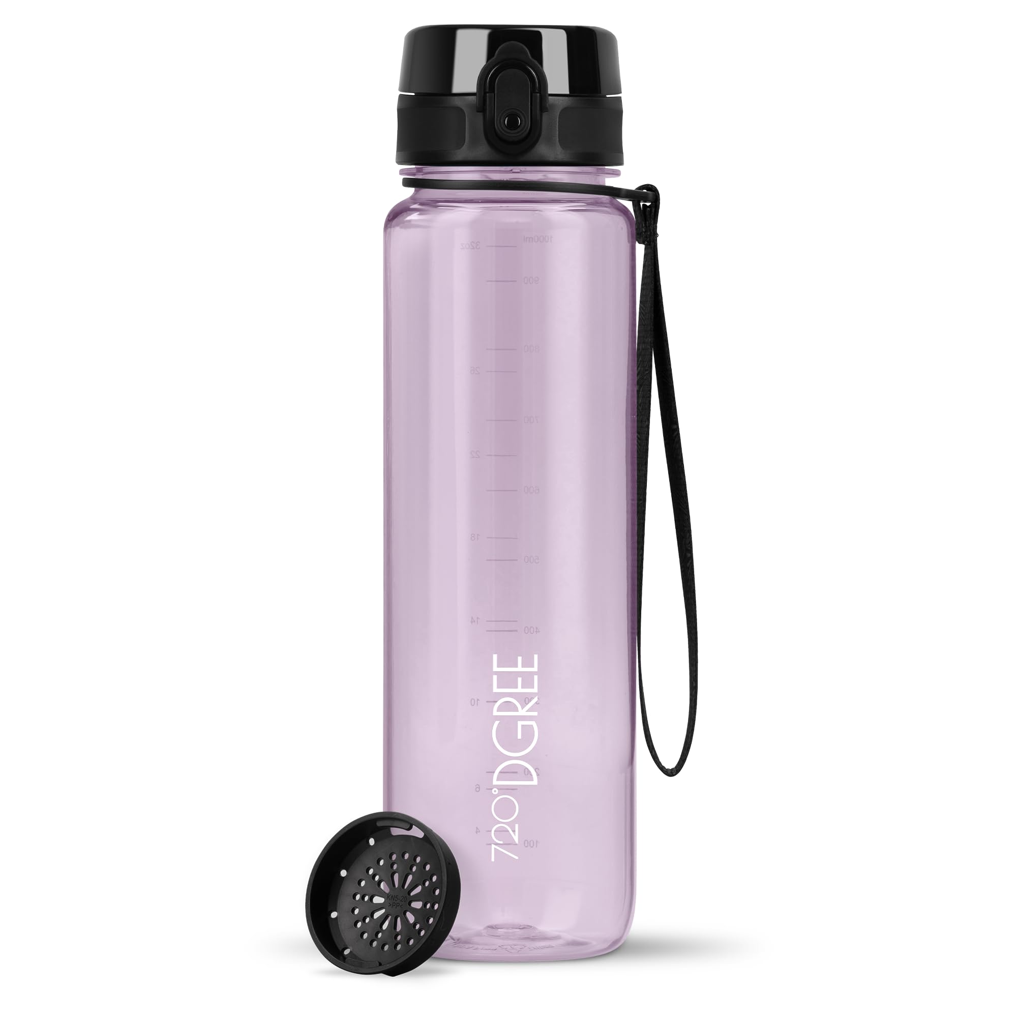 720°DGREE Water Bottle 1l “uberBottle“ crystalClear +Sieve - BPA-Free Tritan, Leakproof, Reusable Drinking Bottle - Sports Bottle for Men, Woman, Office, Gym, Fitness, Outdoor, Hiking, Cycling, Travel — image 1