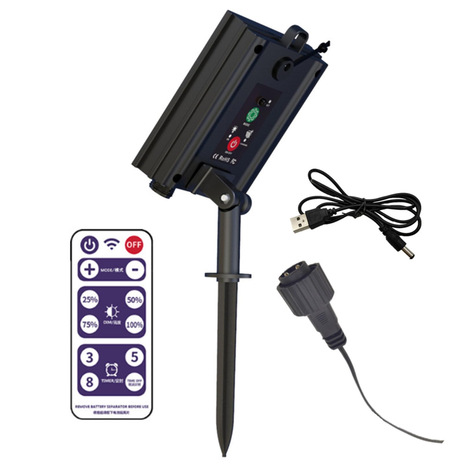 Photo 1 of Solar Battery Box for LED String Lights, Outdoor String Lights Control Panel with DC Charging 8 Remote Control Modes (24V)