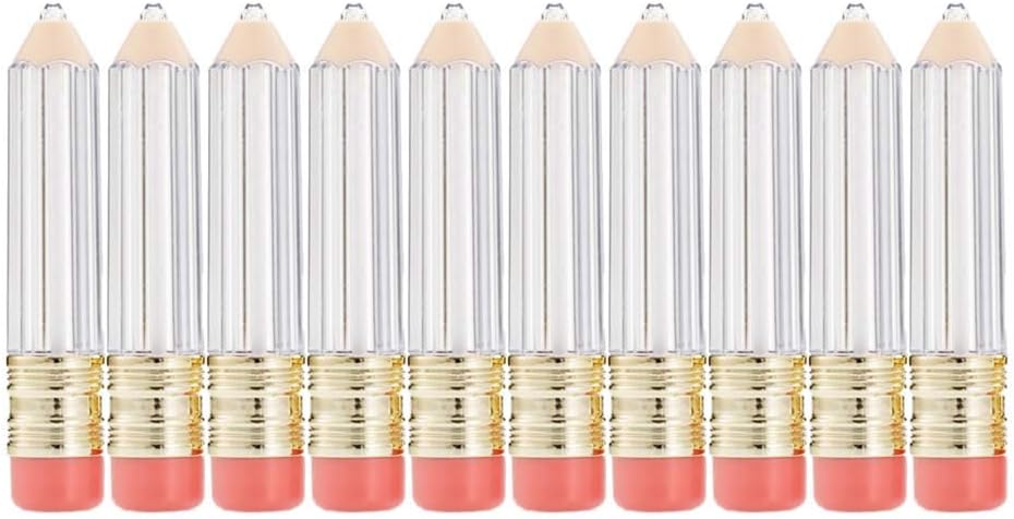 EOPER 10 Pieces Empty Lipgloss Bottle Tube Refillable Pencil Shaped Lip Balm Bottle, Portable Plastic Lip Glaze Containers Tubes Cosmetics Sample Vials for Makeup DIY Eyelashes Growth Oil