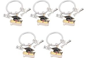 MOKKHNB 5pcs 2026 Graduation Keychain Set with Metal Cap and Diploma Charms, Inspirational Keepsake