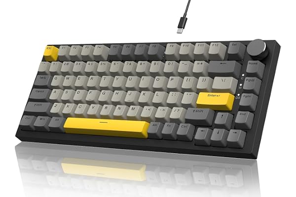 ATTACK SHARK x AJAZZ AK820 Teclado mecânico para jogos RGB com fio e botão CNC,layout 75% ANSI,junta de 82 teclas,5 espumas d