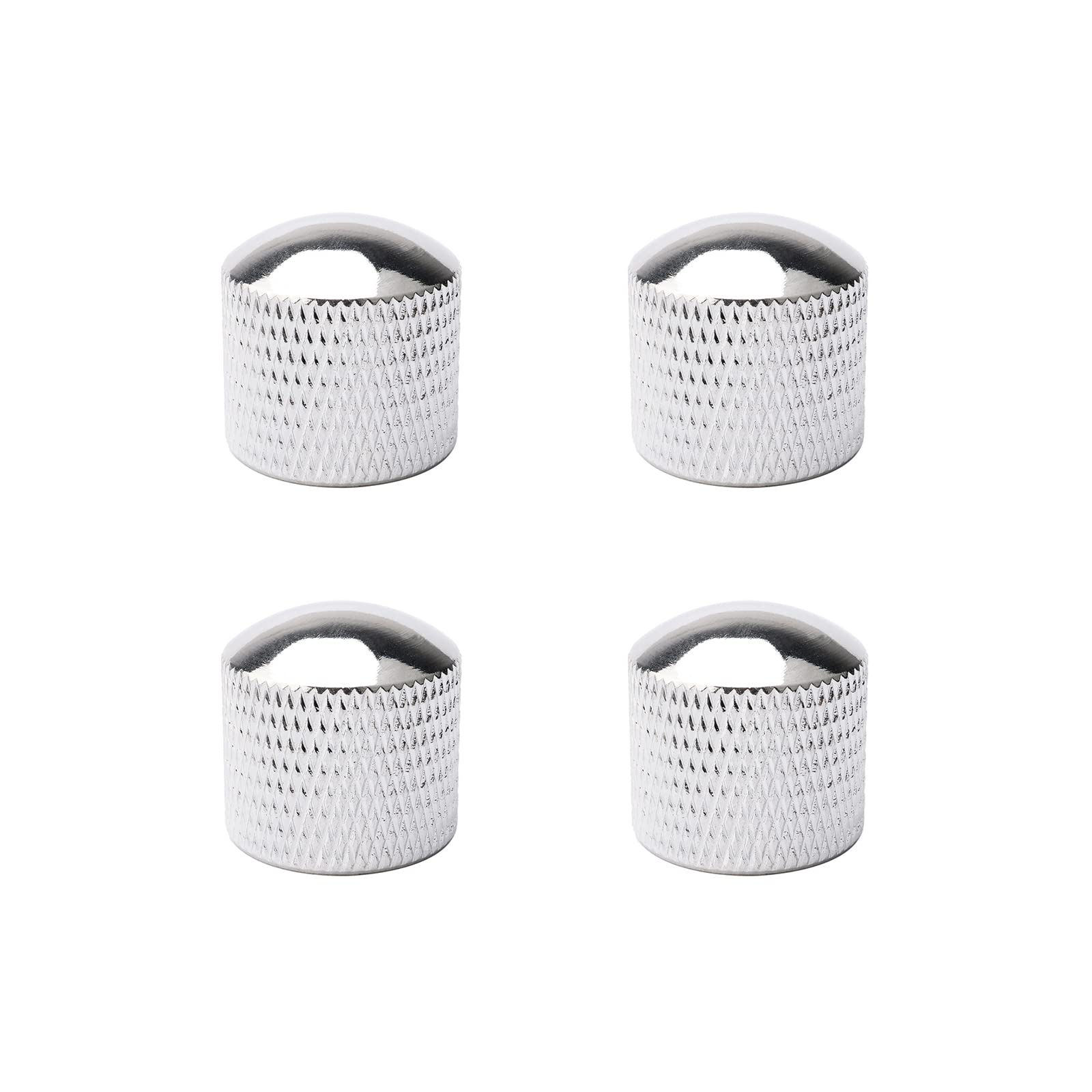 Pxyelec 4Pcs Premium Metal Silver Guitar Knobs, Volume Tone Control Knobs for Electric Bass Guitar, Easy Installation & Wide Compatibility