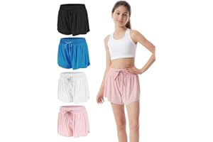 Celfaeree 3-4 Packs Girls Flowy Butterfly Shorts Athletic 2 in 1 Running Active Skirt Shorts, Workout Short for Kids Teens
