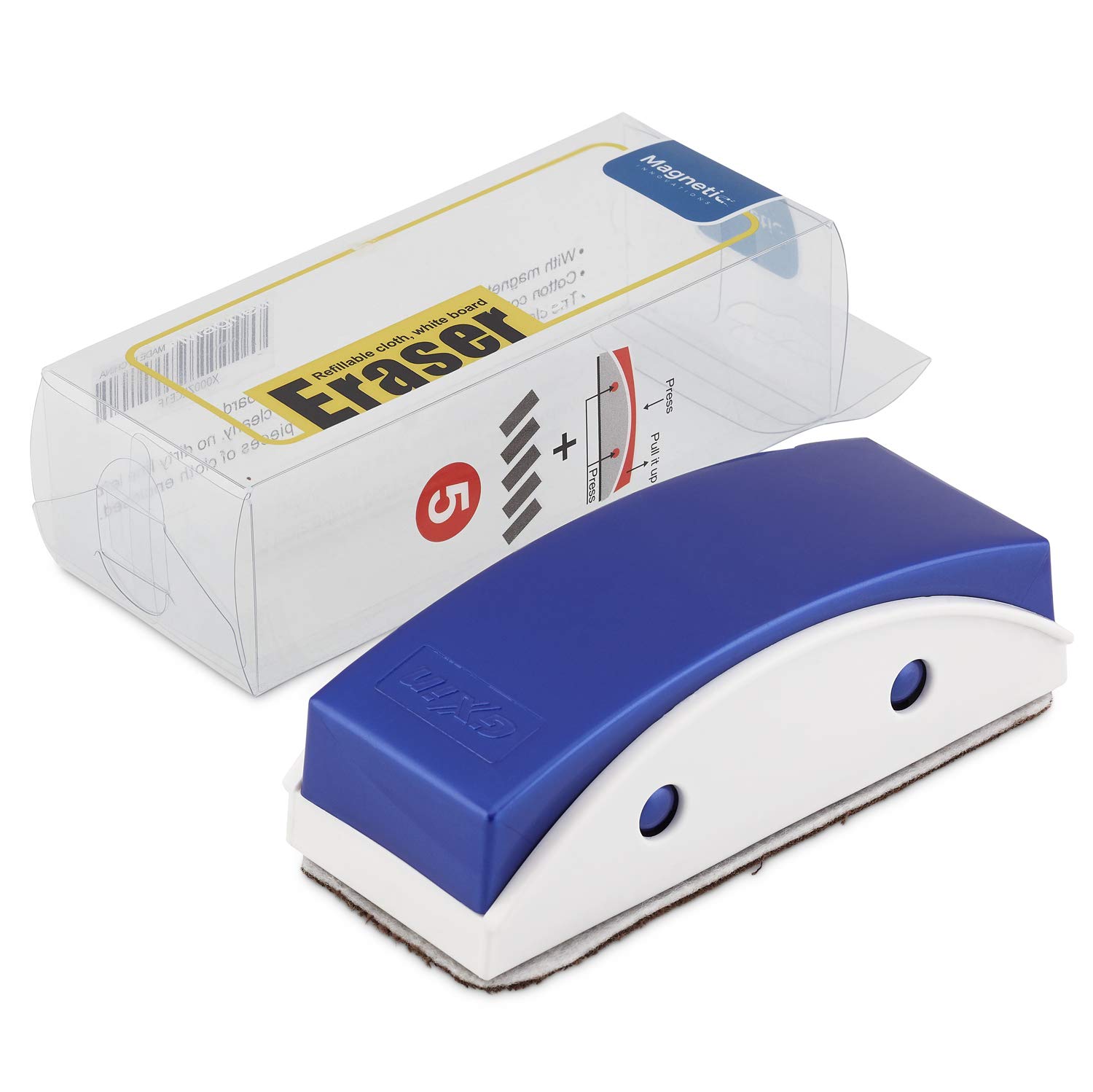 Magnetic Whiteboard Eraser with 5 Replaceable Cloths – Durable & Reusable Whiteboard Cleaner for Office, Home, or Classroom Use