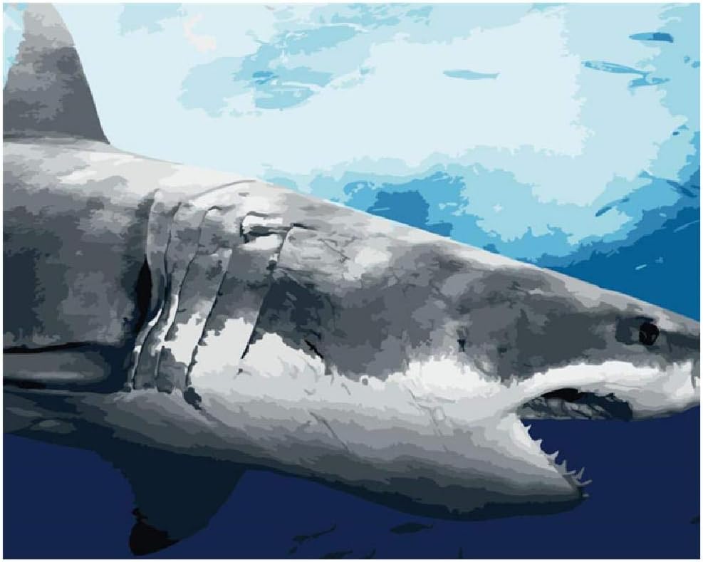 Jigsaw Puzzle 1000 Pieces Adult Puzzle Wooden Puzzle Classic 3D Puzzle Marine Great White Shark Animal DIY Modern Art Home Decor,75X50Cm