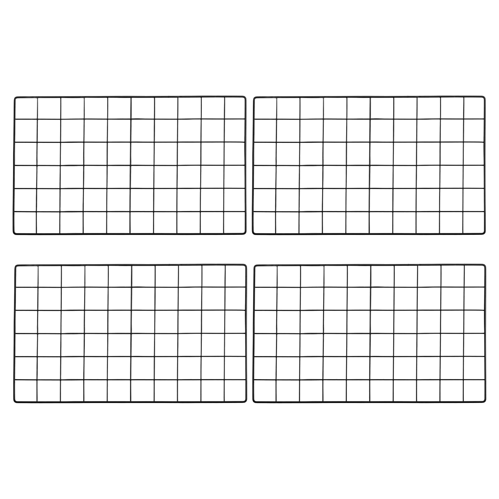 PATIKIL 20x12 Inch Wall Grid Panel, 4 Pcs Metal Wire Photo Wall Decorative Grid for Photo Display Hanging Picture Memo Home Decorations, Black