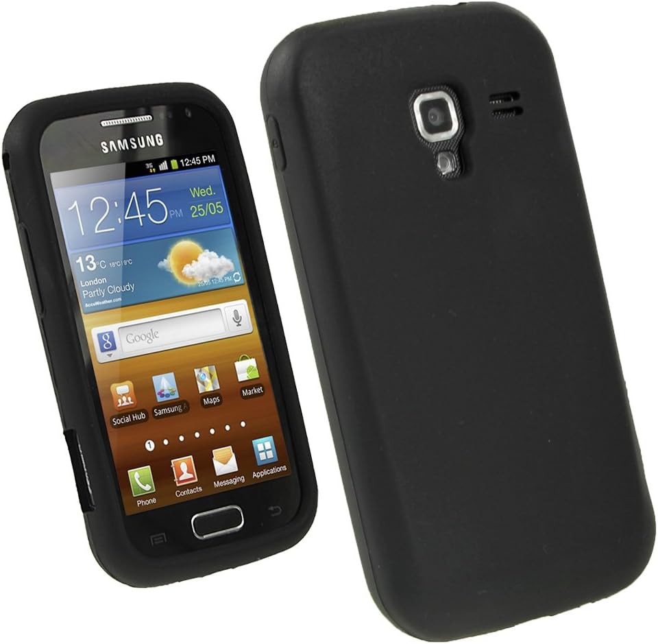 igadgitz Black Silicone Skin Case Cover for Samsung Galaxy Ace 2 I8160 Android Smartphone Cell Phone , Screen Protector