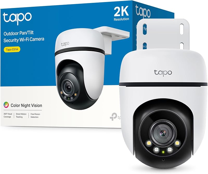 C51A - Cámara de Vigilancia WiFi Exterior 360º, 2K 3MP, Detección IA