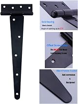 Sandiyago Heavy Duty 14 Inch T Hinges 3 Pack Black with Matching Screws view 3