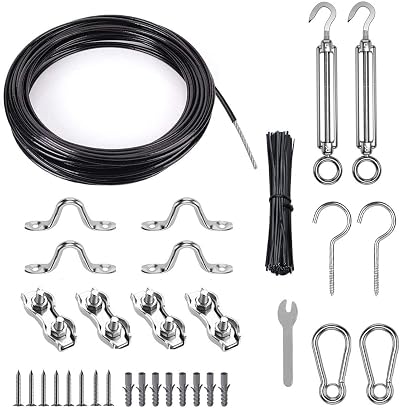 TooTaci Outdoor String Light Hanging Kit 30M Black PVC Coated Cable