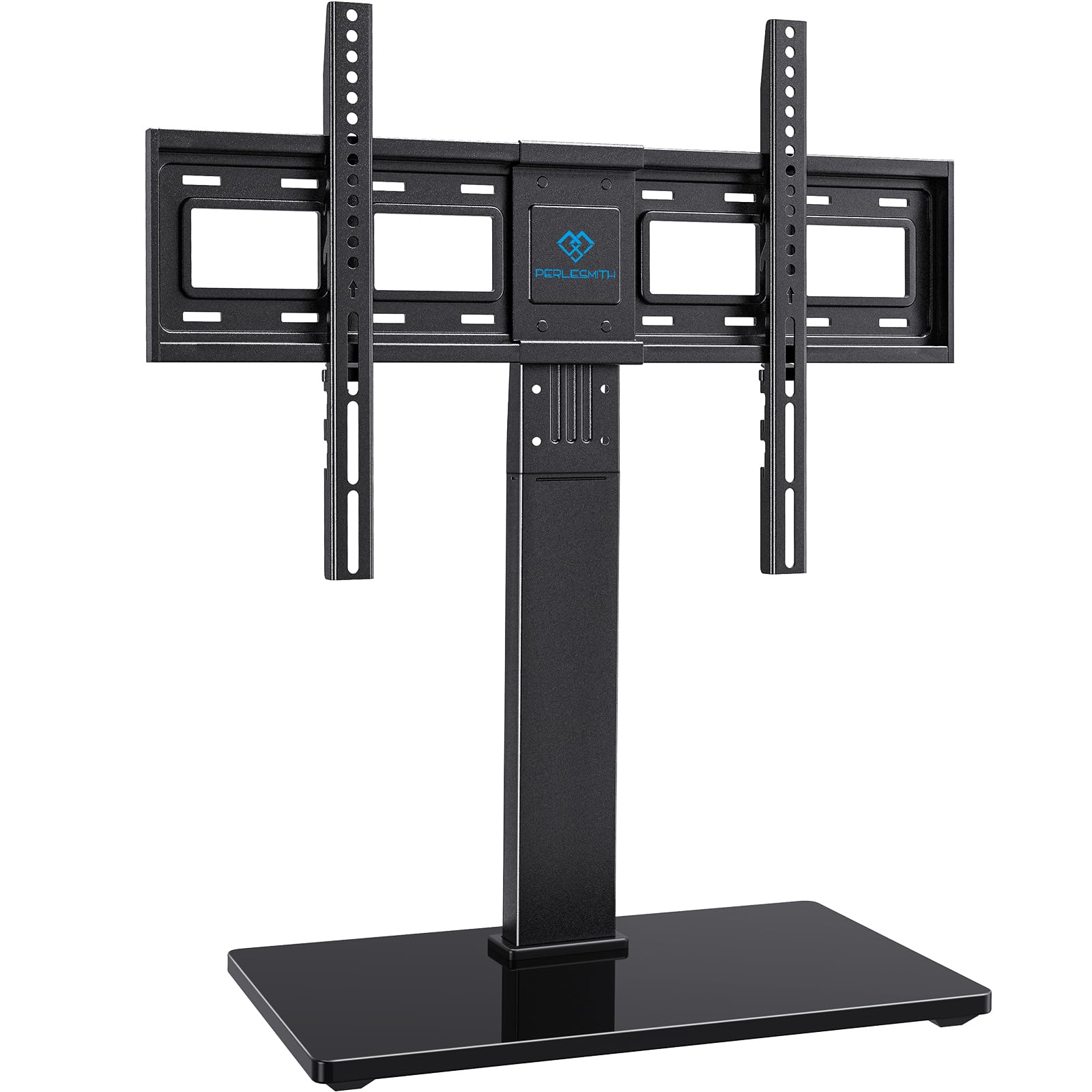 PERLESMITH Universal Swivel TV Stand Base, Table Top TV Stand for 37-75 inch LCD LED TVs, Height Adjustable TV Mount Stand with Tempered Glass Base, VESA 600x400mm, Holds up to 99lbs, PSTVS13