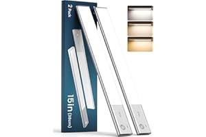 FULEN Closet Lights Motion Sensor Lighting Under Cabinet Lights Wireless with 3 Colors, LED Light Bar 4000mAh Battery Rechageable Magnetic Stick-on Lights Indoor Dimmiable for Kitchen,Closet,Pantry