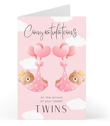 White Cotton Cards Its Twins Congratulations Handade New Baby Card