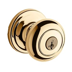 Kwikset Juno Entry Knob featuring SmartKey in Polished Brass