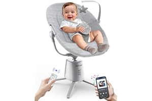 Zoicay Lightweight Baby Swing for Infant with 3 Modes & 5 Speeds, BT Enabled App & Remote Control Electric Swing – 6 Lullabies and 3 Timer Settings, 2 Seat Positions and 5-Point Harness Compact Swing