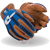 MAGID T-REX TRX843WXL Winter Thermal Impact Goatskin Leather Driver Work Glove | Cut Level A7, Puncture 4, 100G Thinsulate, Kevlar Lining, TPR Back, Blue/Brown, Size 10/XL