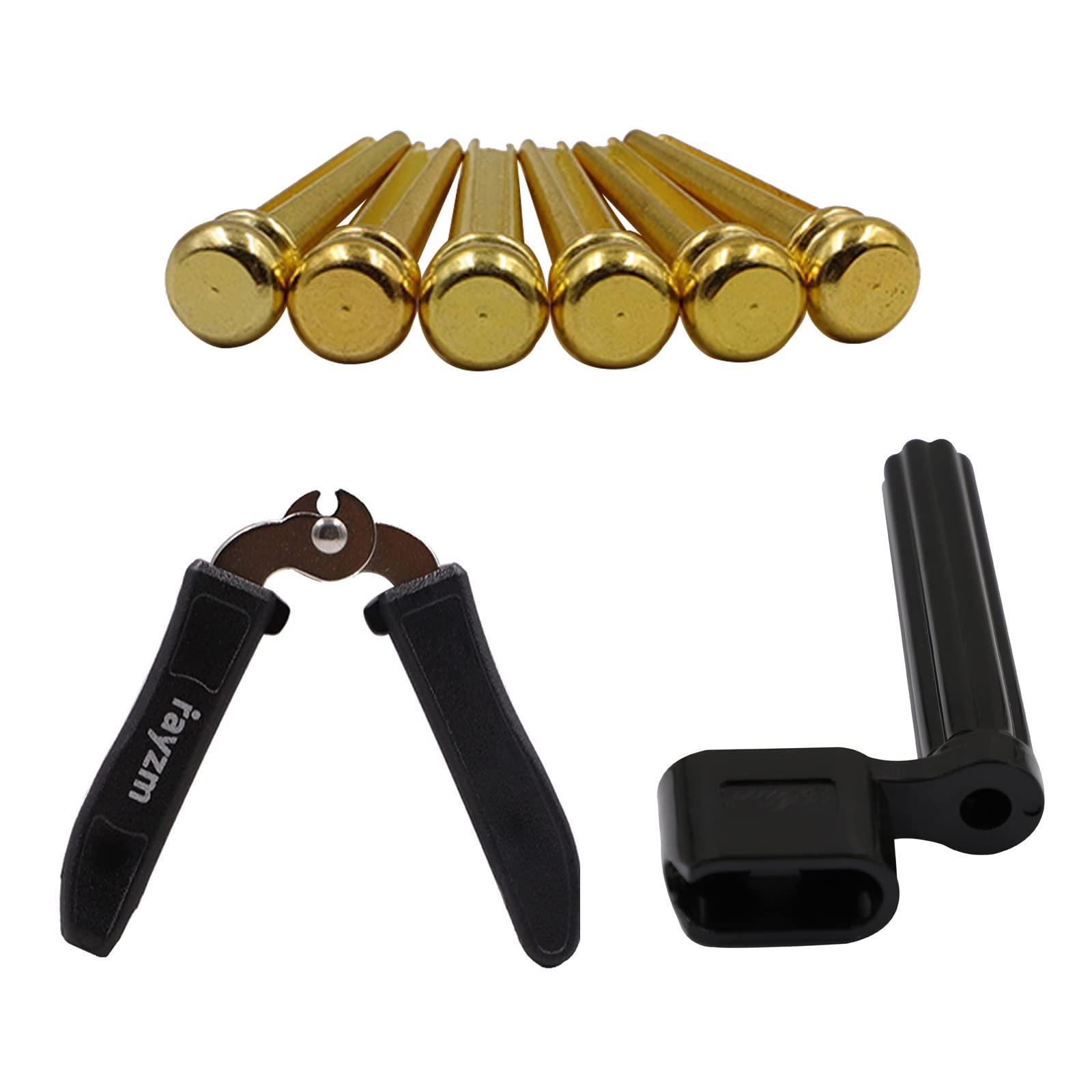 Rayzm Guitar String Winder/Bridge Pin Extractor, Guitar String Cutter/Pin Puller, 6 PCS Brass Guitar Bridge Pins
