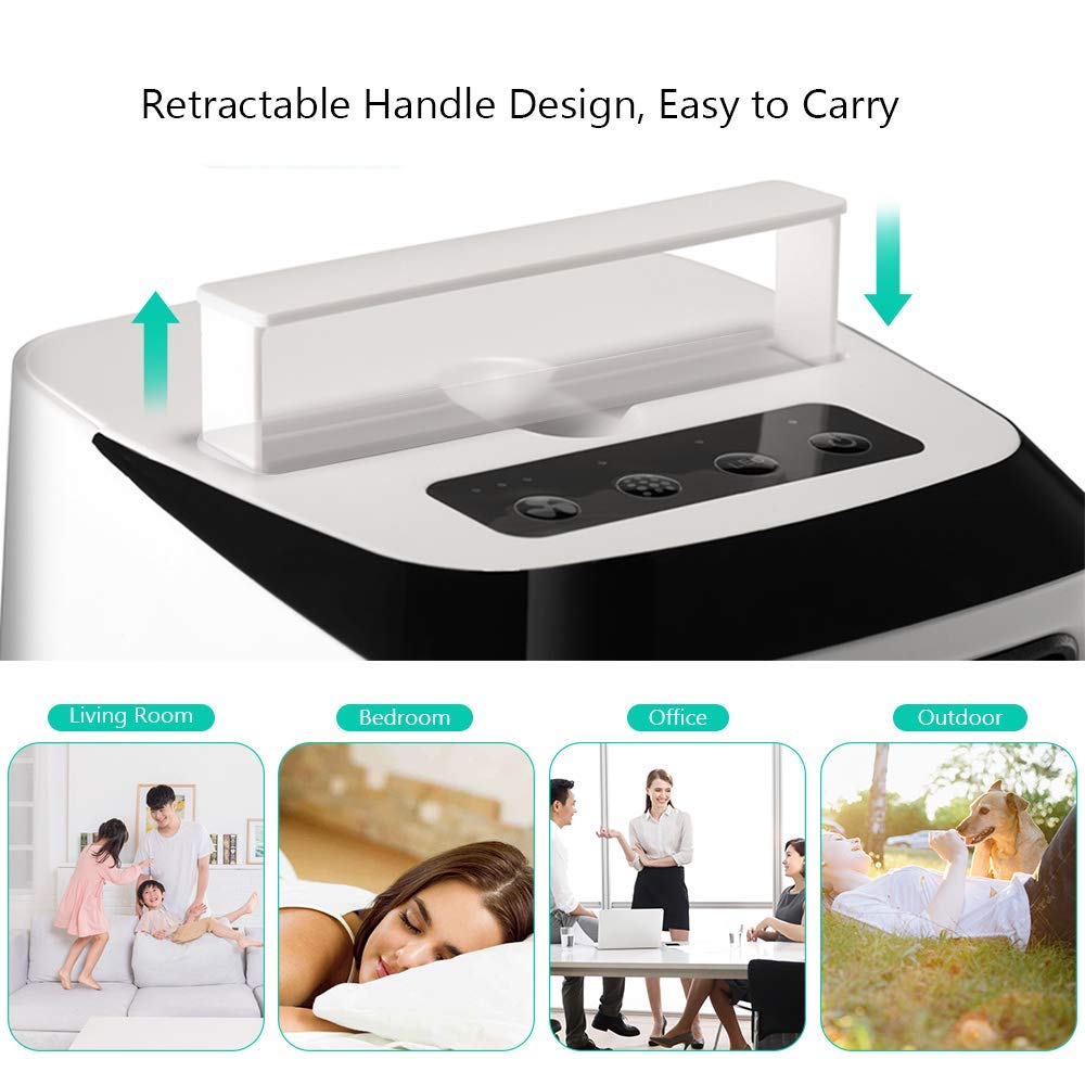 Climatizzatore portatile KKCITE, Mini dispositivo di raffreddamento dell\'aria personale 4 in 1, umidificatore, purificatore e ventola di raffreddamento desktop evaporativo, USB a 7 colori ultra-silenziosi Luce a LED per casa, ufficio