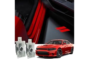 JUNMEI 2pcs Never Fade Door Light Led Logo for Dodge Charger Daytona Hellcat All Car Models Projector Ghost Shadow Puddle Courtesy Step Lights (Red)
