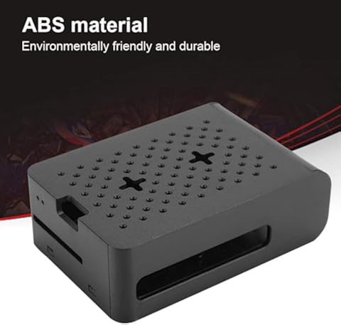 ASHATA para Raspberry Pi 4th 4B Case, ABS Protective Case Accesorio de Escritorio con Ventilador de refrigeración para Raspberry Pi 4th-Generation 4B(Negro)