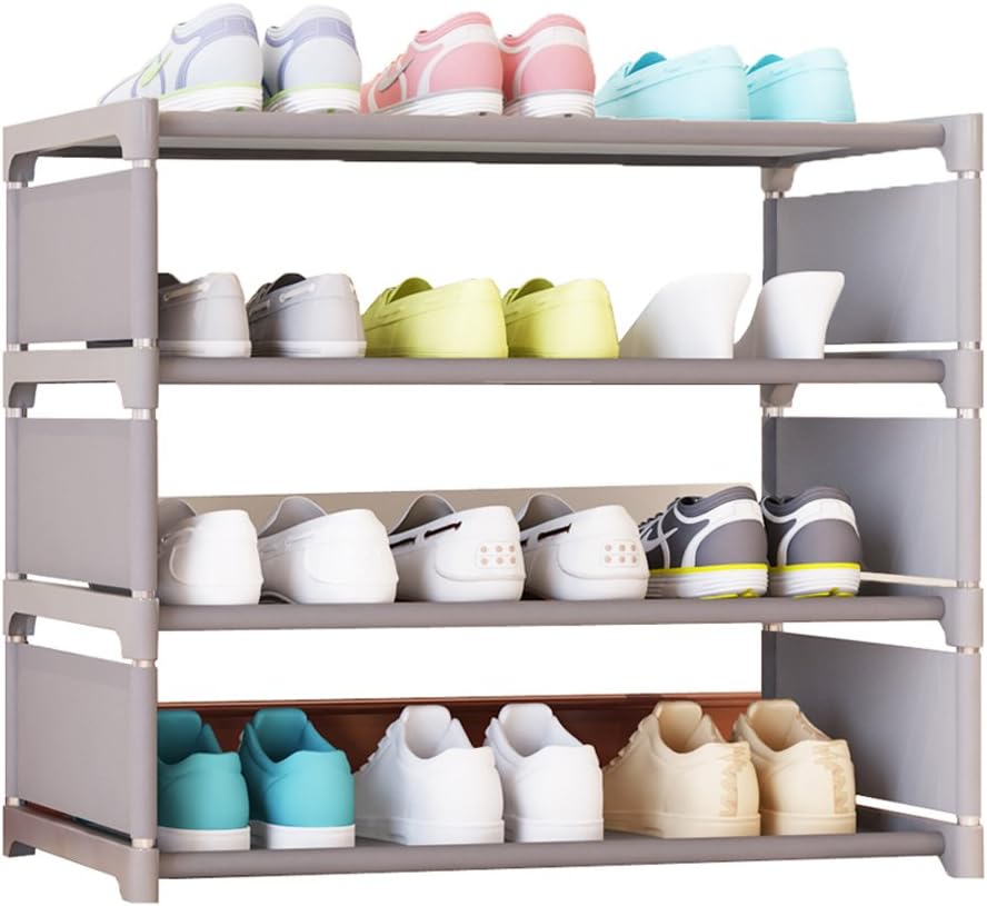 Asunnyhome Shoe Rack Organizer for Closets - 4 Shelf (Grey)