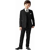 MAGE MALE Boys'5-Piece Suits Multiple Colour Tuxedo Formal Slim Fit Boys Suit Set with Suspenders and Adjustable Waist