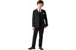MAGE MALE Boys'5-Piece Suits Multiple Colour Tuxedo Formal Slim Fit Boys Suit Set with Suspenders and Adjustable Waist
