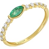 Bony Levy 18K Yellow Gold Emerald with Diamond El Mar Marquise Stackable Ring