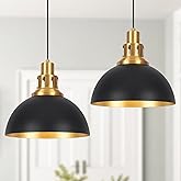 Pavloatu Black Farmhouse Dome Pendant Lights, Vintage Industrial Pendant Light Fixtures, Height Adjustable Pendant Lighting f