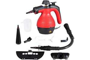 GOFLAME Steam Cleaner 1050W Handheld Multi-Purpose Powerful Steam, Sanitizer, Steamer, Steam Iron, Remove Stains/Grease from Bathroom, Kitchen (Red)