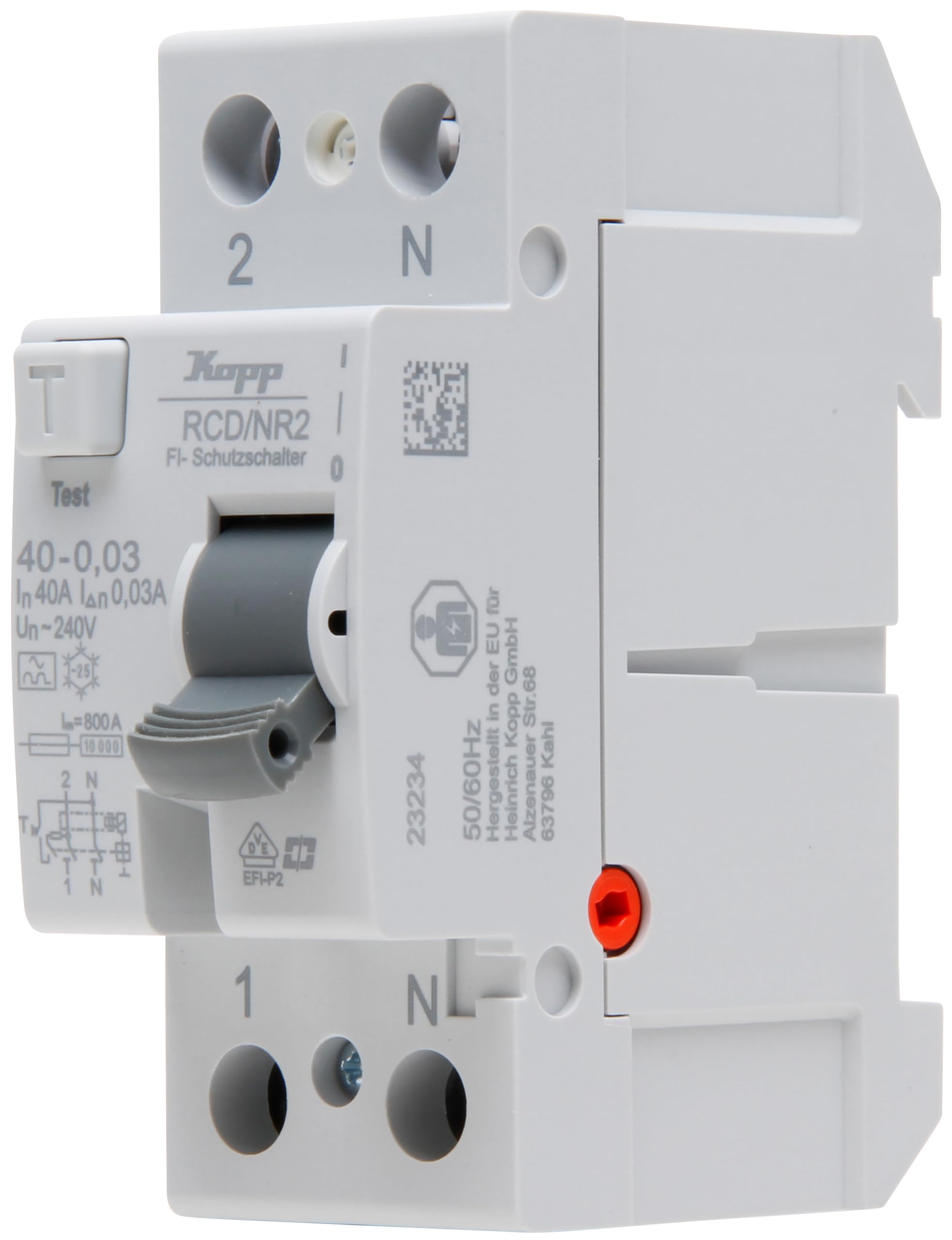Kopp Residual current circuit breaker, RCD, 40 A, 30 mA, 2-pole, 754028095