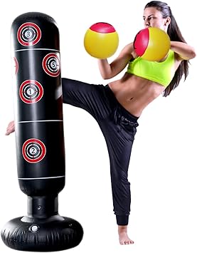 Amazon Mika エアーサンドバッグ エアースタンディングバッグ ボクシング サンドバッグ ストレス解消 エアボクシンググローブが付属しています エクササイズ 自宅用 大人 子供 Pvc材質 1 レッド Mika サンドバッグ
