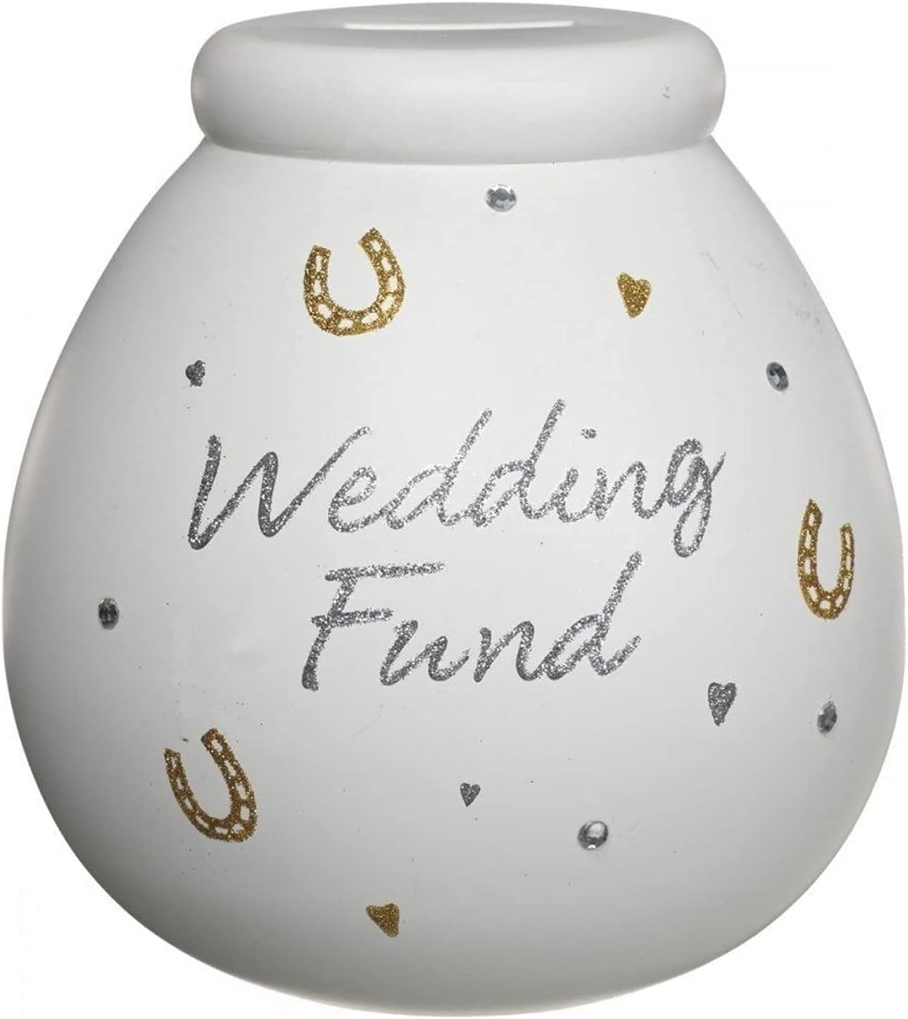 Pot of Dreams Wedding Fund Ceramic Money Pot – White Hand-Decorated Savings Jar for Coins & Notes – Smash to Open Gift Idea for Bride and Groom – Wedding Money Box – Decorative Home Piggy Bank