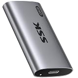 SSK 128GB SSD External Hard Drive, Portable SSD Up to 550MB/s Fast Solid State Drives, External Drive USB 3.2 Gen2 for iPhone 15/Pro, Windows, Mac, Android with LED Light, Trim, Smart Supported