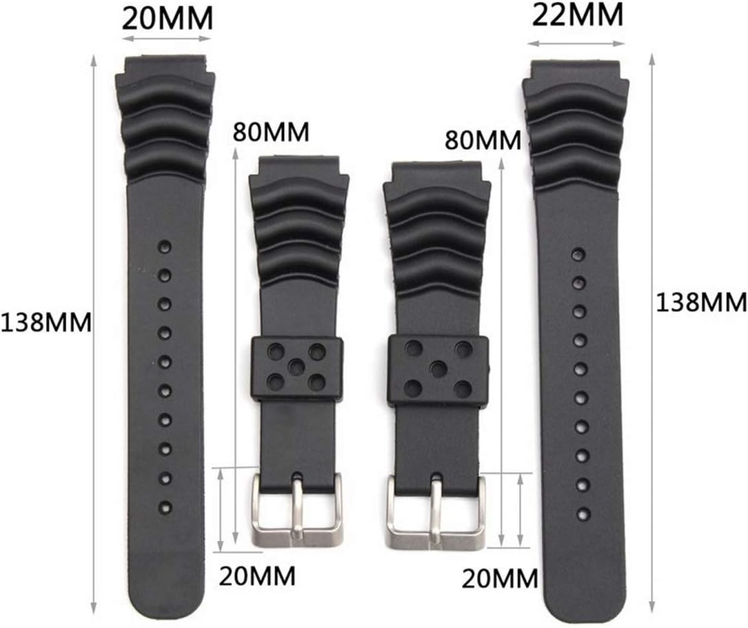 20/22mm Diver Rubber Watchband Black Soft Silicone Replacement Wrist Strap Bracelet With Spring Bars Tool Set For Seiko Watch,20mm