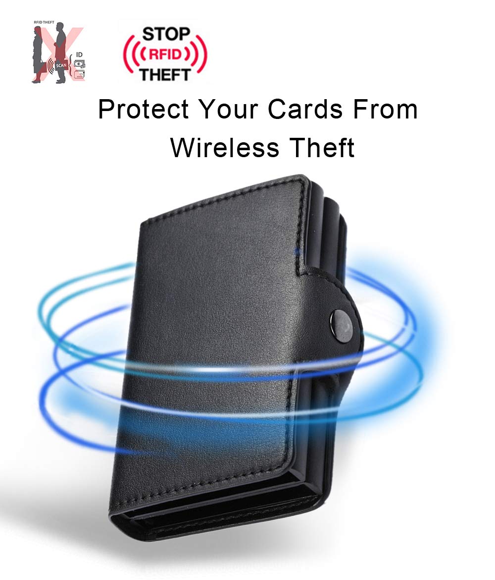 Tomore Card Holder With Rfid Blocking Pop Up Metal Credit Card Case For Men