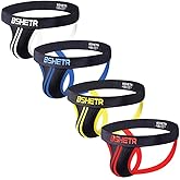 BSHETR Men's Jockstraps Athletic Supporters 4-Pack Cotton Work Out Underwear