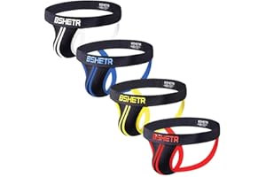 BSHETR Men's Jockstraps Athletic Supporters 4-Pack Cotton Work Out Underwear